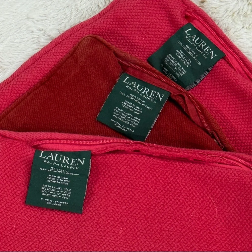 Ralph Lauren Bundle of 3 Red/Pink Pillow Shams